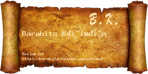 Barabits Kálmán névjegykártya